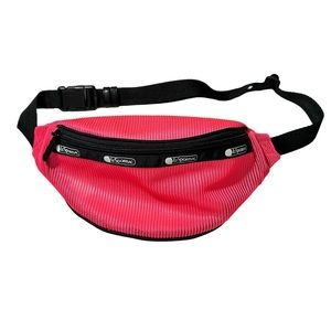 Le Sport sac Ribbed Neon Pink Retro Fanny Pack Waist Pack EUC